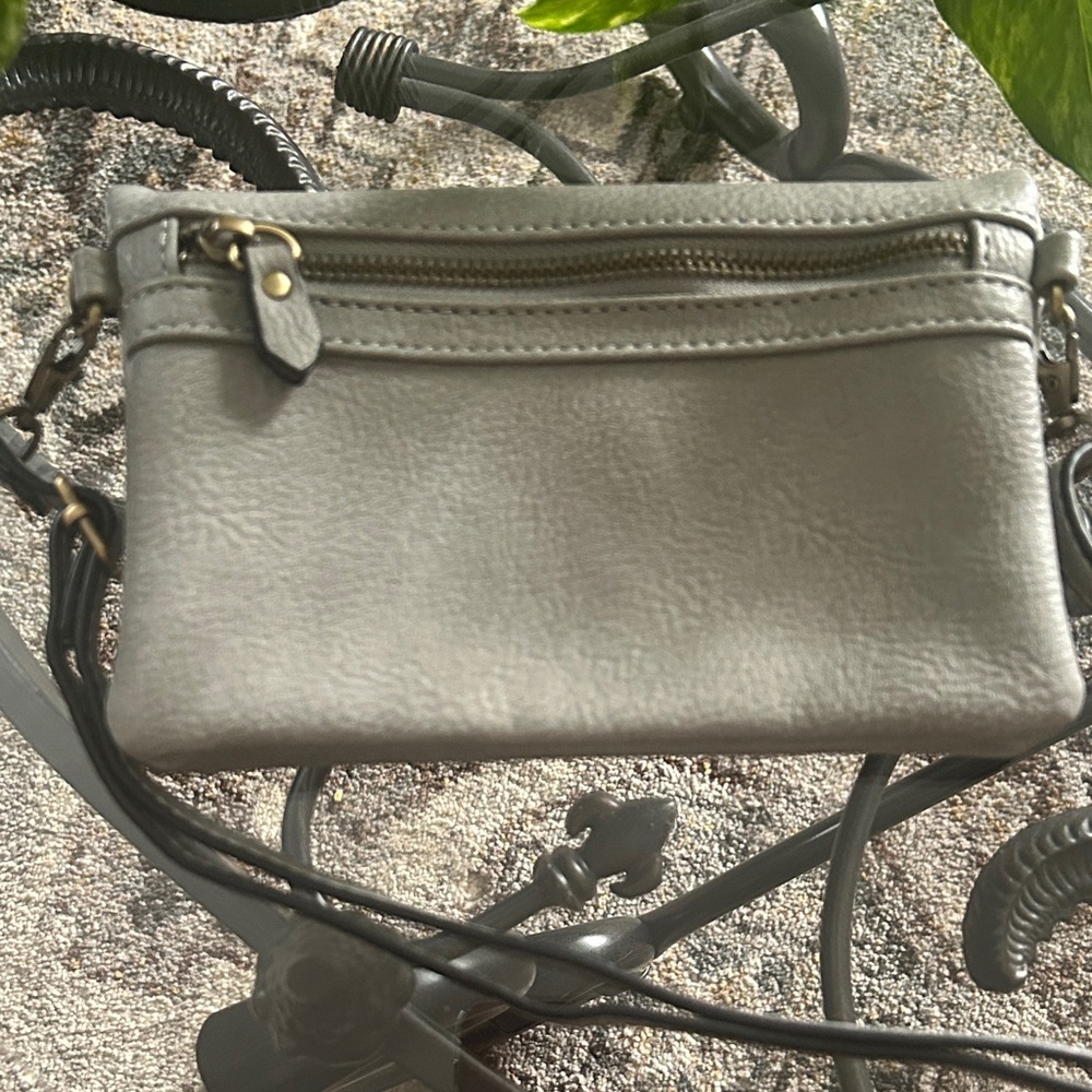 Joy Susan Vegan Leather Gray Crossbody Bag